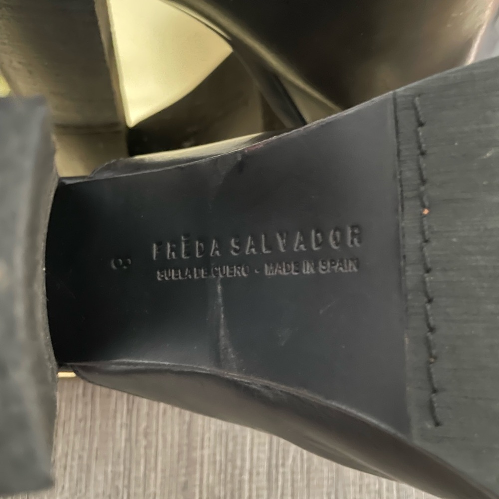 Freda Salvador Black Leather Mule Heels 8 - Picture 4 of 5